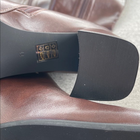 Jeffrey Campbell Hot Lava Boots Burgundy Coffee Brown Square Toe Knee High - Picture 9 of 10